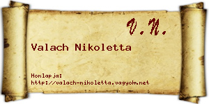 Valach Nikoletta névjegykártya